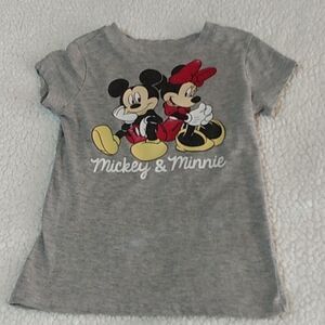 Disney Mickey and Minnie Mouse Graphic T-Shirt Toddler Kids XS 4/5 Gray